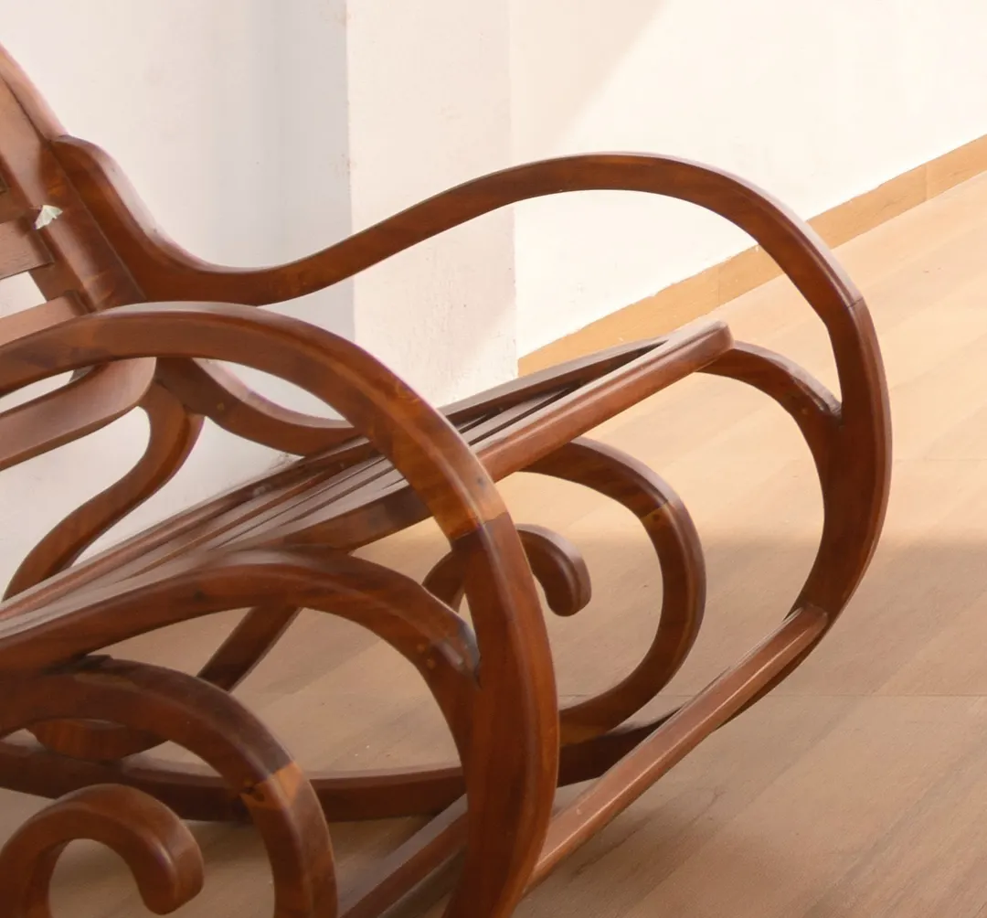 A bentwood rocking chair on the terrace
