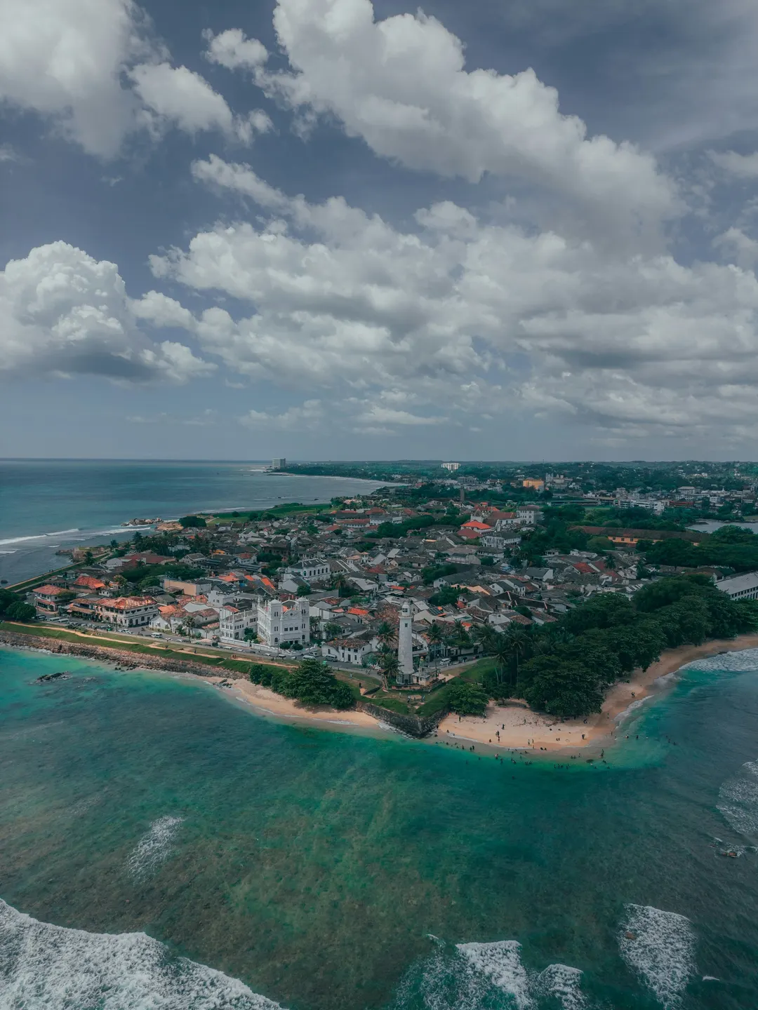 Galle Fort and the sea from the air